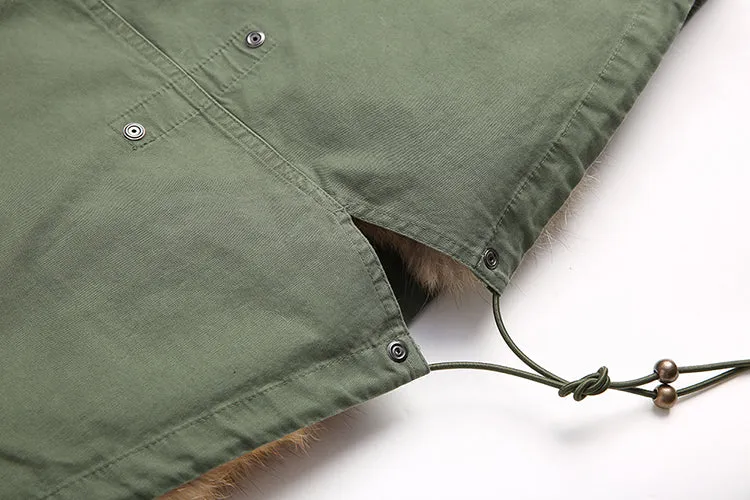 Natural Fox Fur Green Parka