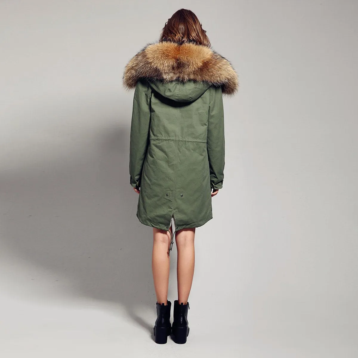 Natural Fox Fur Green Parka