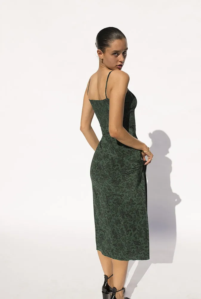 NoNothing | Luxurious silk slip dress in green floral print