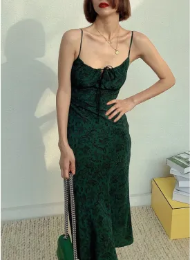 NoNothing | Luxurious silk slip dress in green floral print