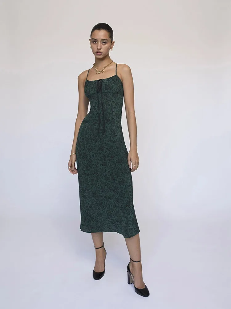 NoNothing | Luxurious silk slip dress in green floral print