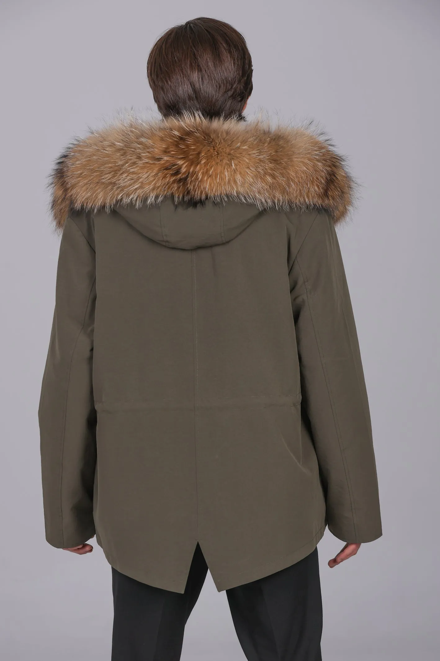 Parka corto in misto cotone impermeabile Raccon e Rex rabbit