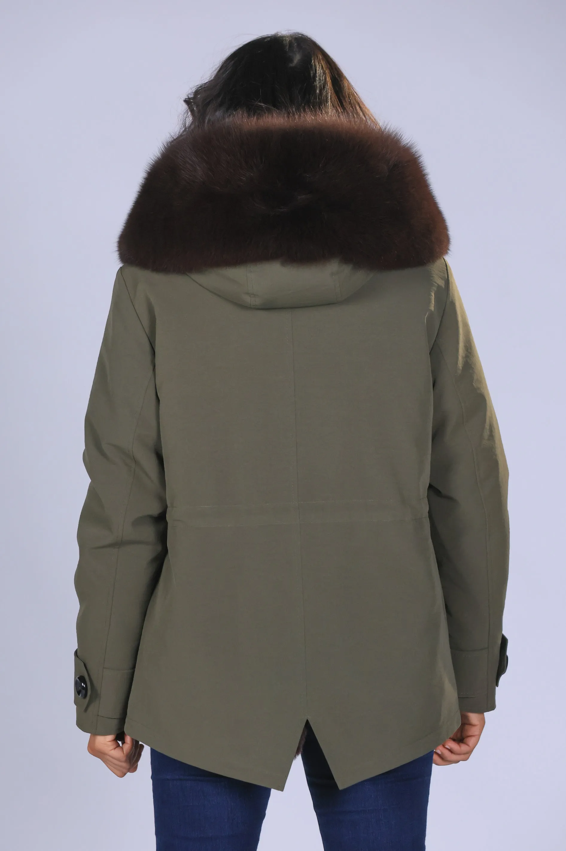 Parka in cotone tecnico  impermeabile short brown