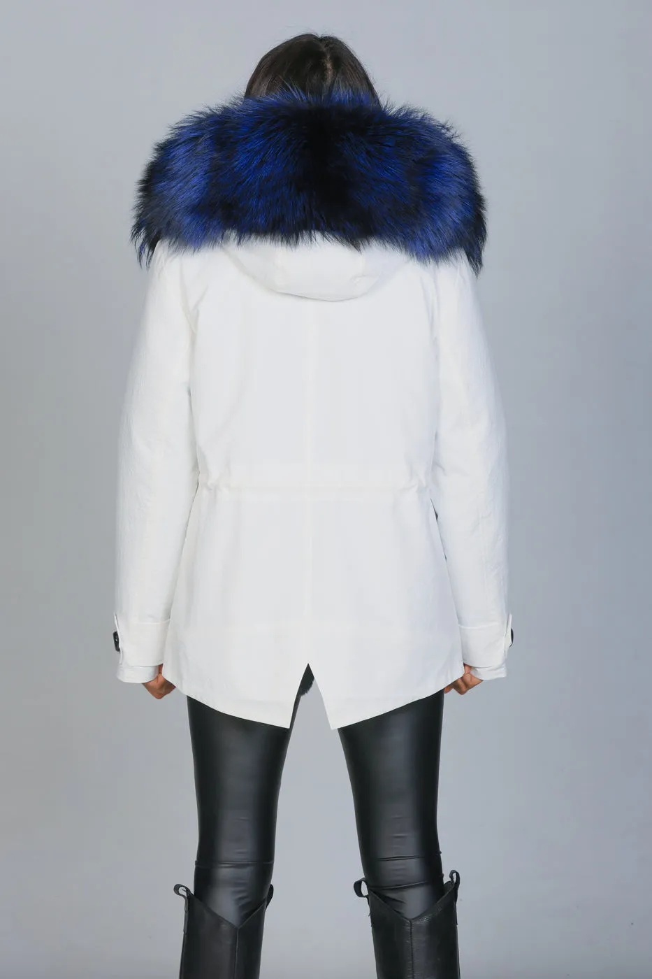 Parka in cotone tecnico  impermeabile short Luxury Silver Blue