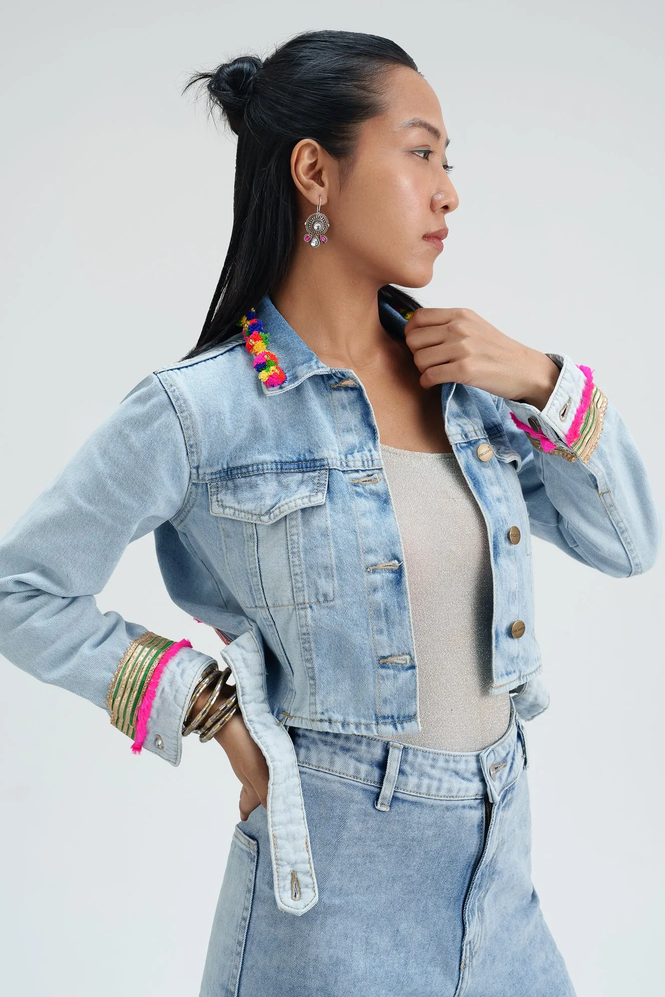 Patola Crop Denim Jacket