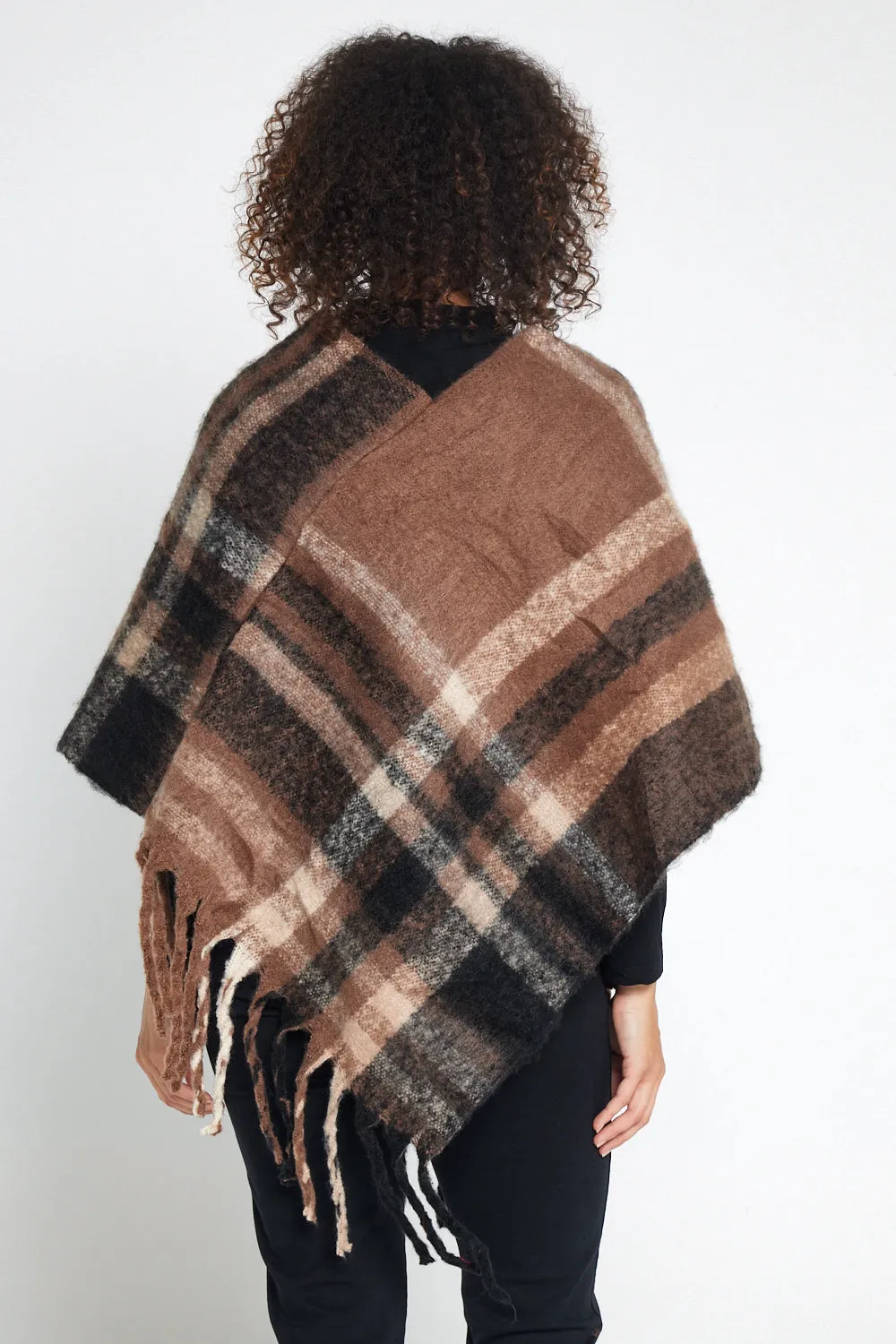 Payton Super Soft Poncho - Brown/Black