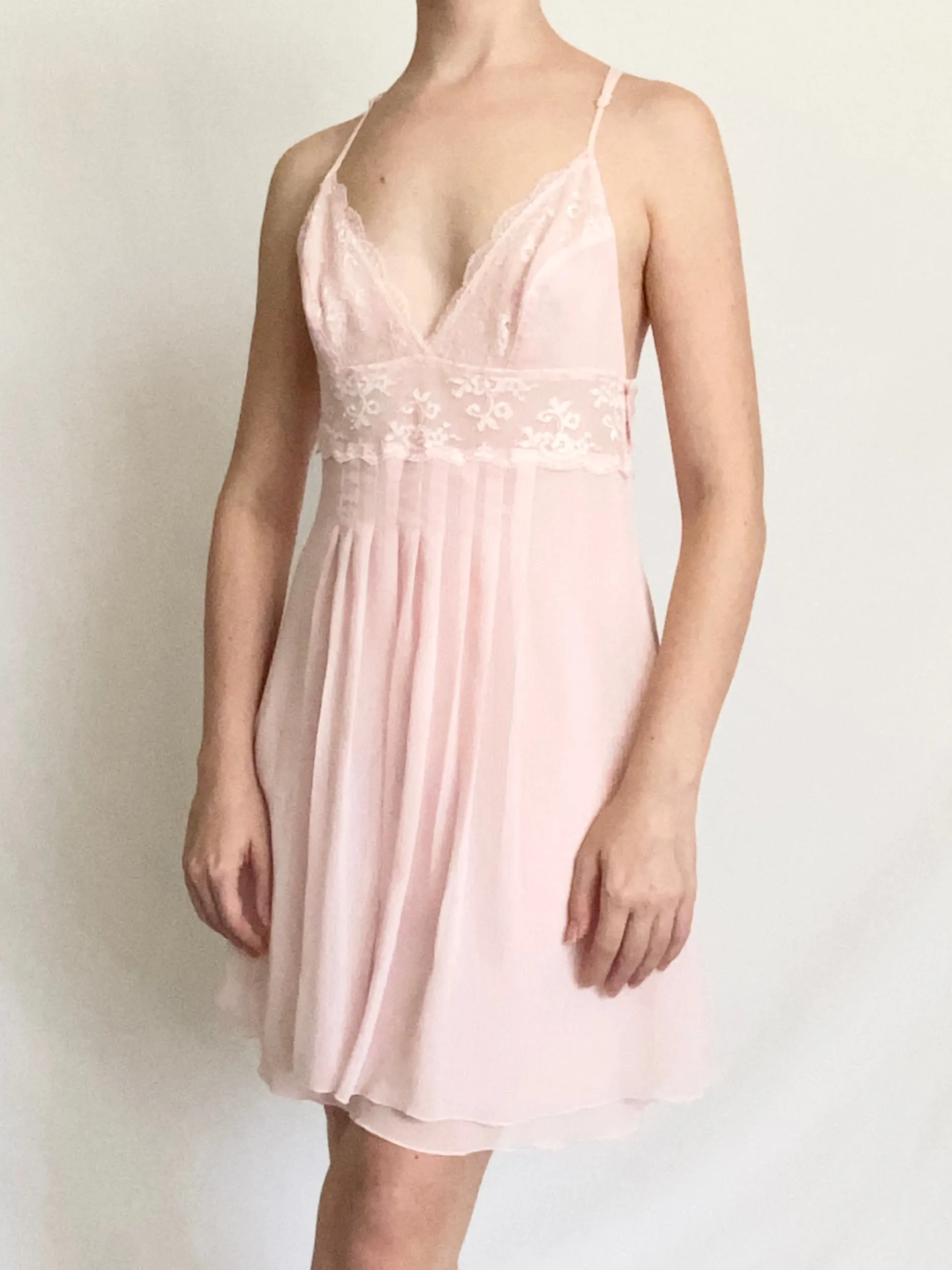 Pink Victoria's Secret Chiffon Babydoll Slip Dress (XS)