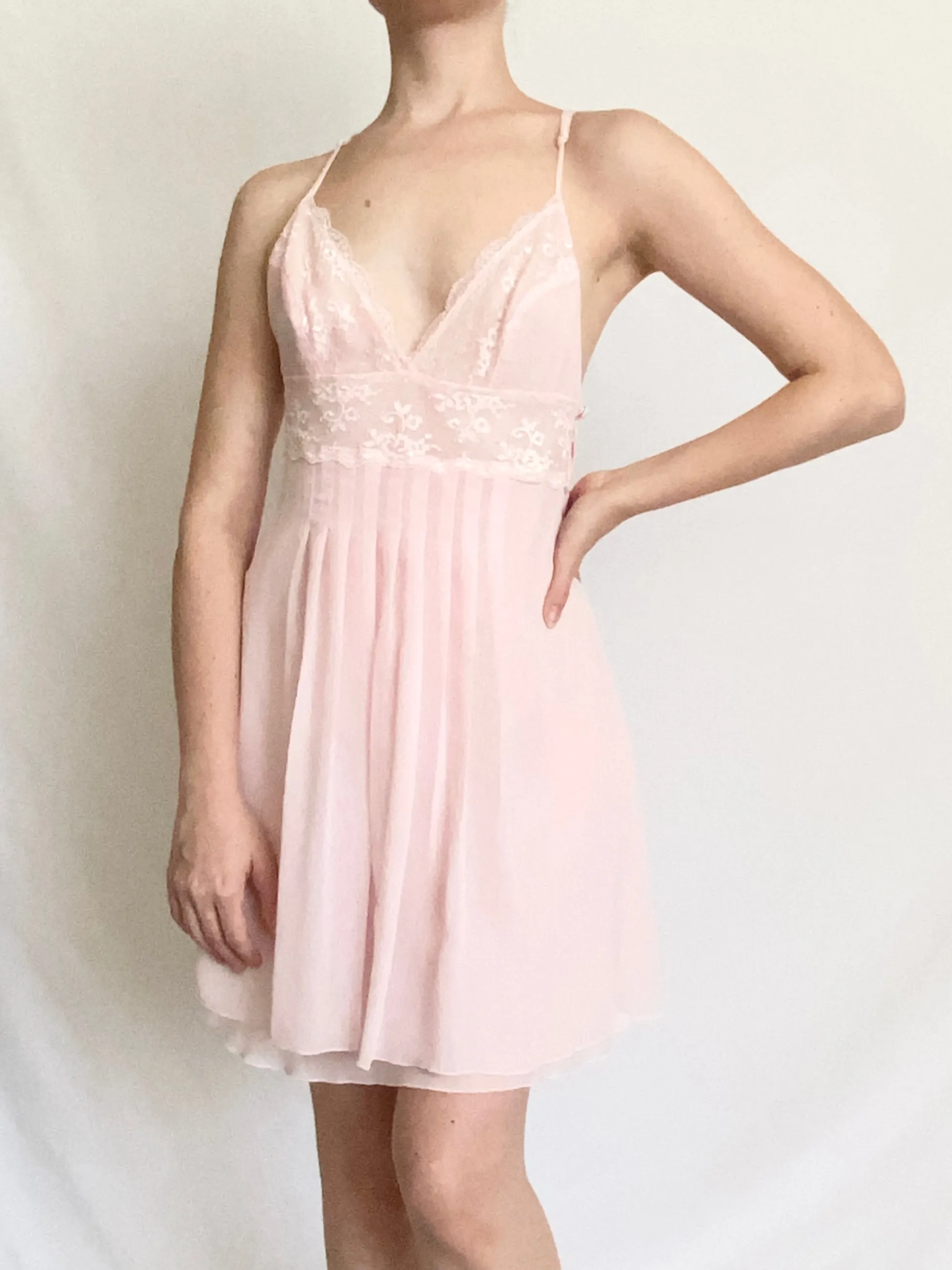 Pink Victoria's Secret Chiffon Babydoll Slip Dress (XS)