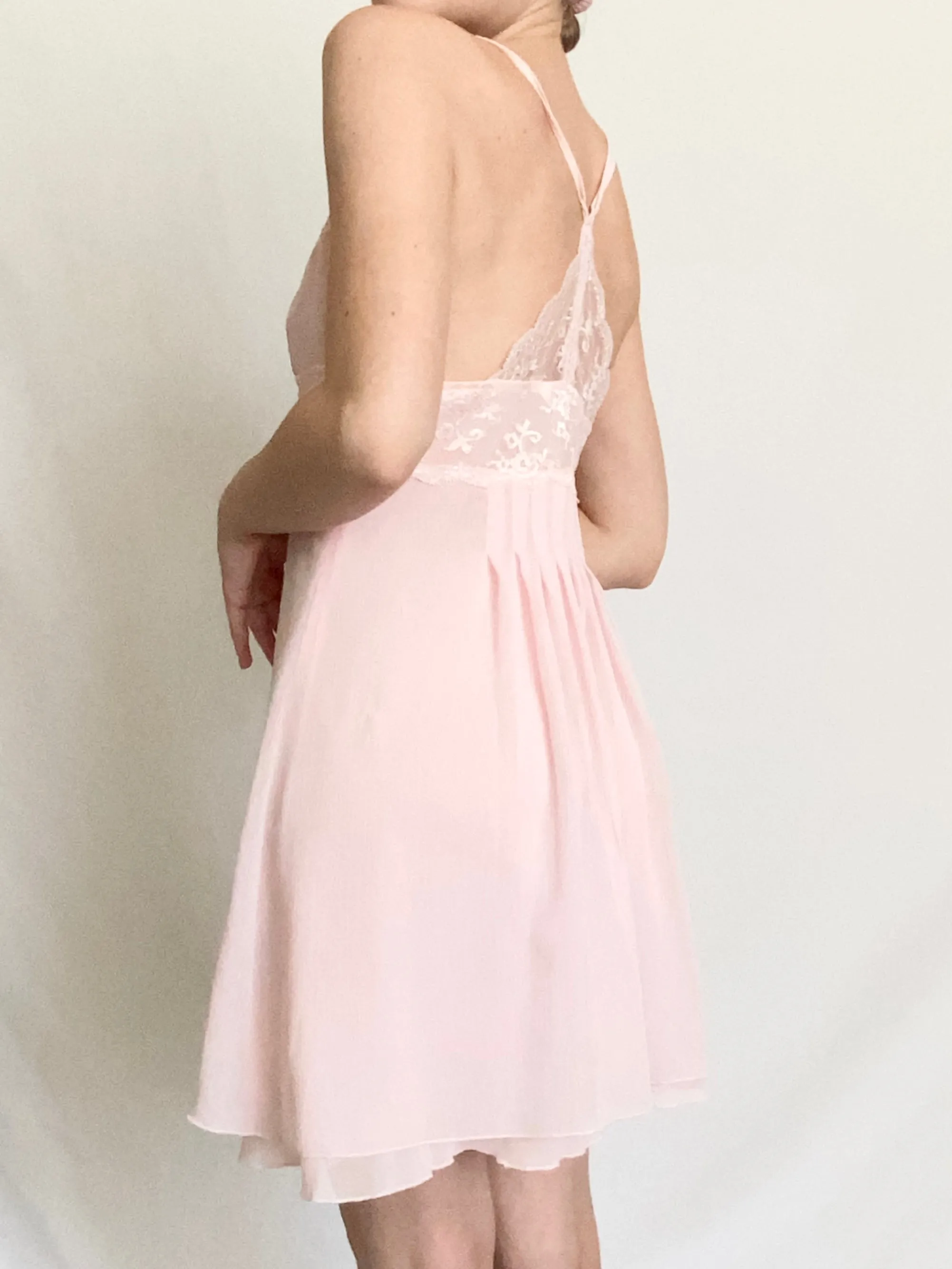 Pink Victoria's Secret Chiffon Babydoll Slip Dress (XS)