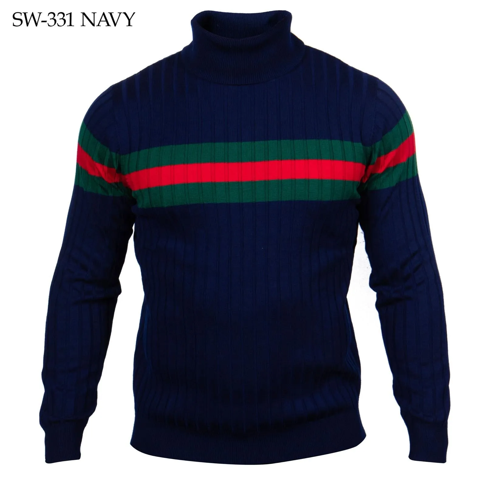 Prestige Designer Men's Turtleneck Sweater Blue-Red-Green