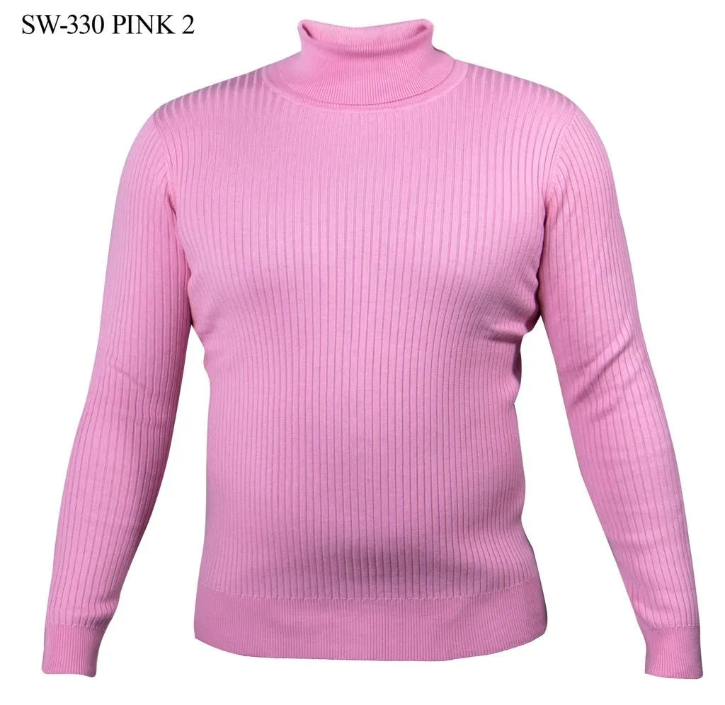 Prestige Pink Men's Turtleneck Sweaters Regular-Fit Pullover Sweater