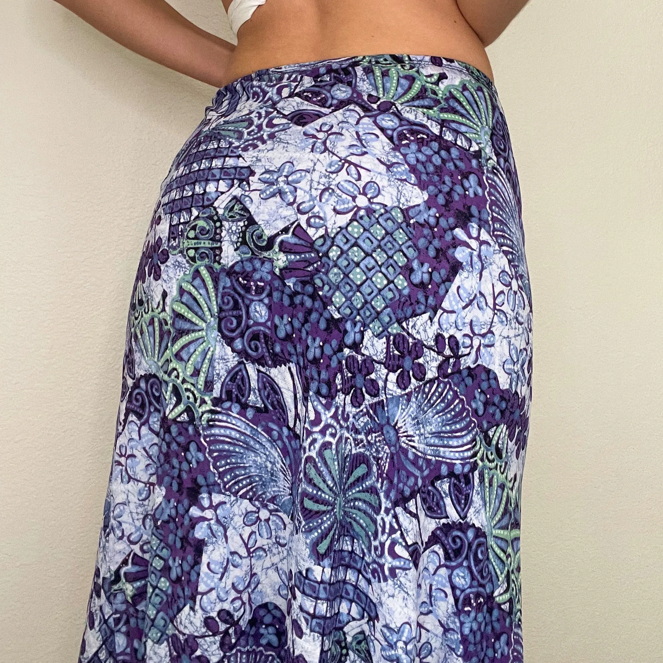 Purple Floral Midi Skirt