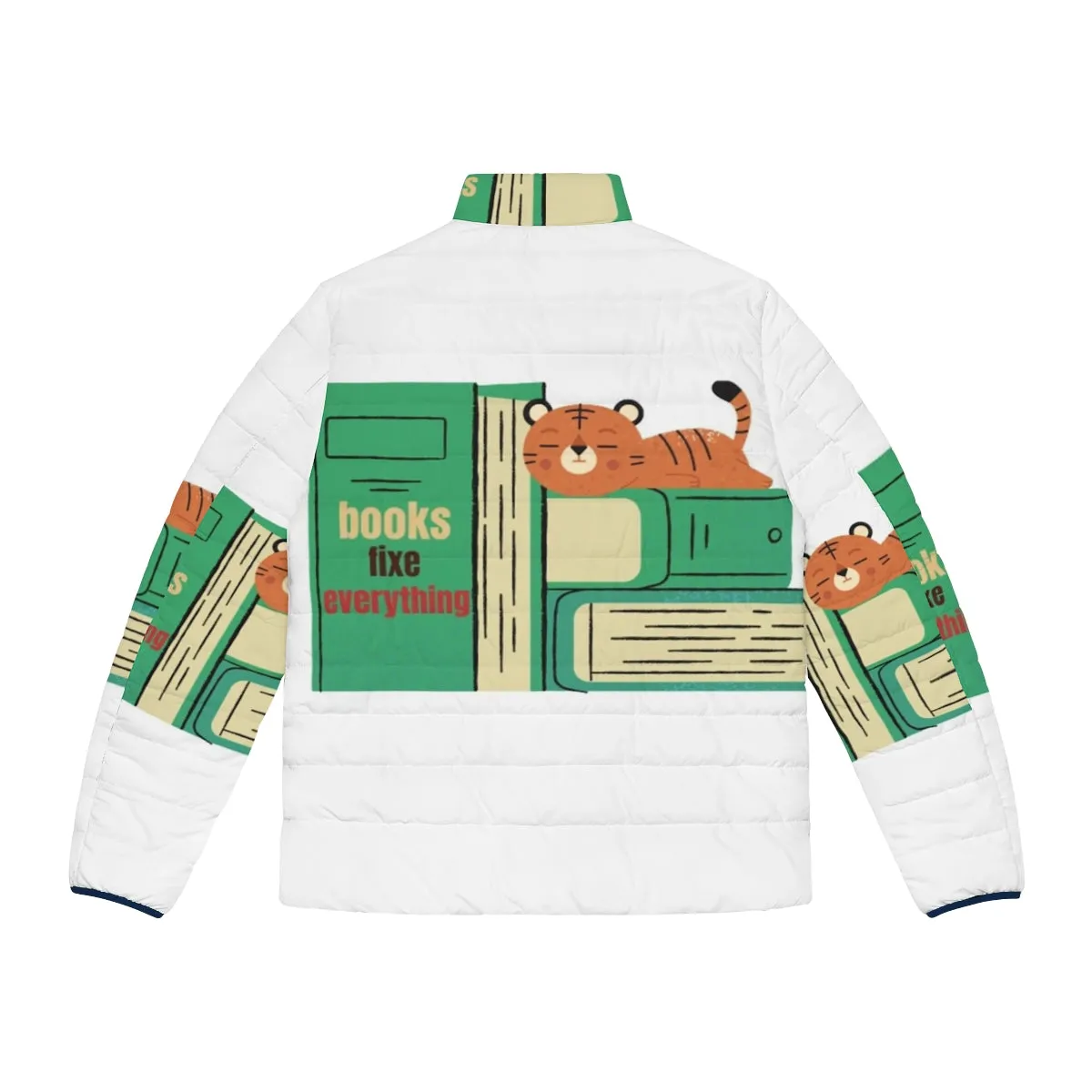 "Books Fix Everything" Cozy Puffer Jacket for Book Lovers