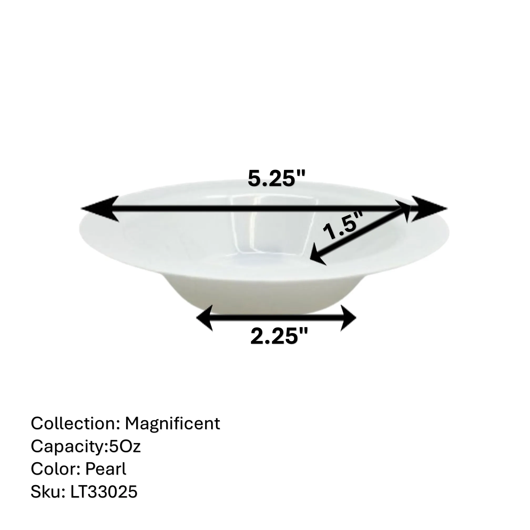 "BULK" Magnificence Heavyweight 5oz Plastic Bowls Value Pack White Pearl