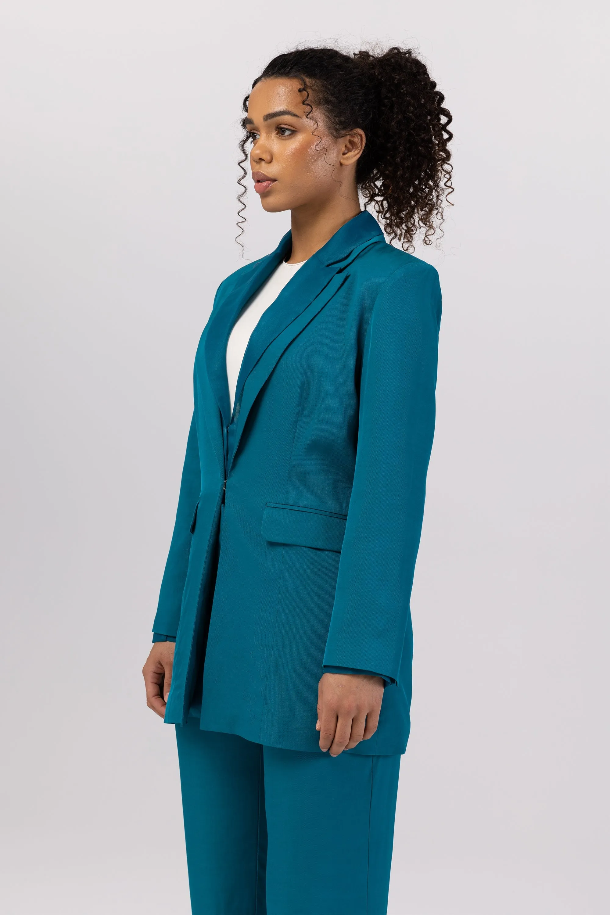 Rayan Organza Two Piece Blazer - Deep Lagoon