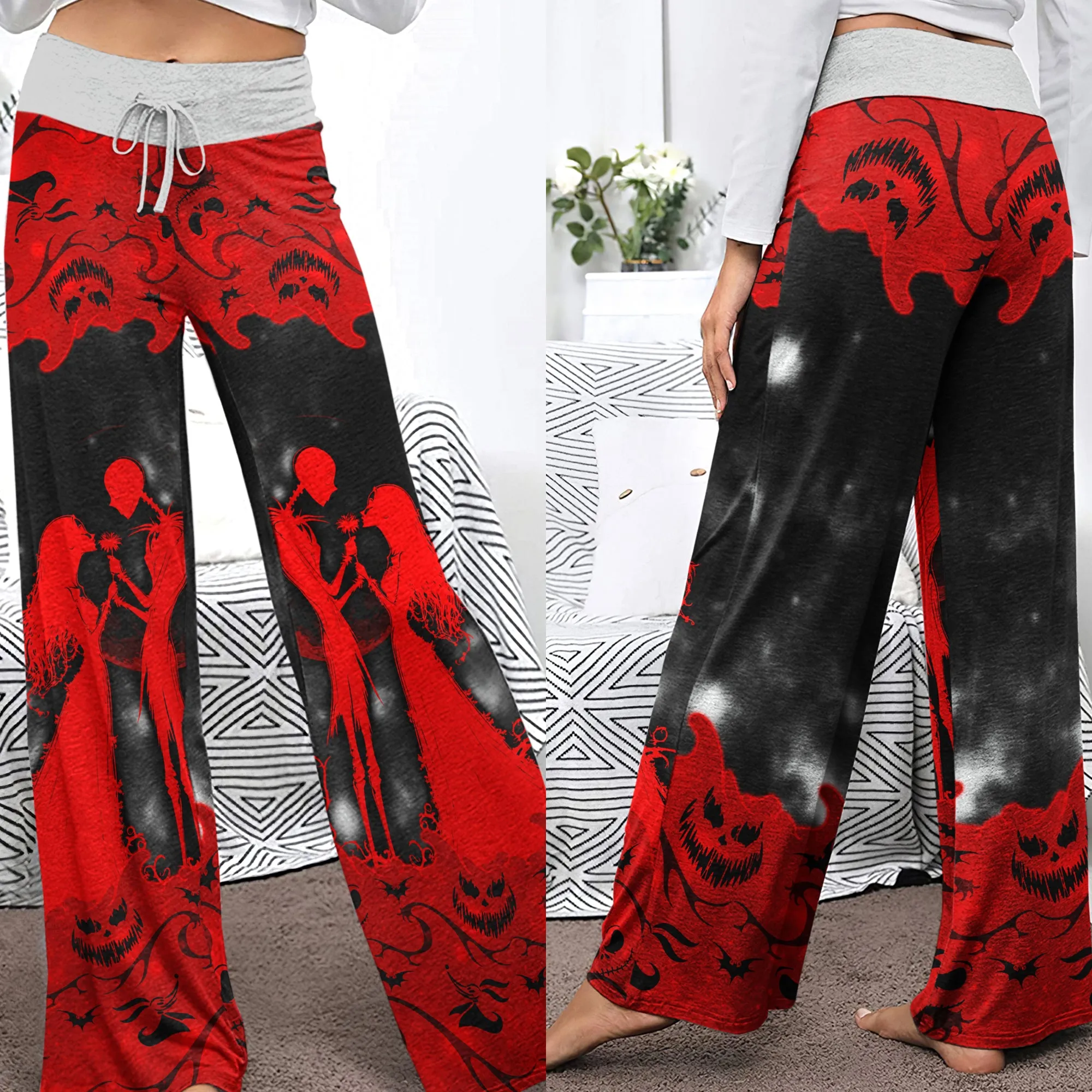 Red Couple Nightmare Women's High-waisted Wide Leg Pants