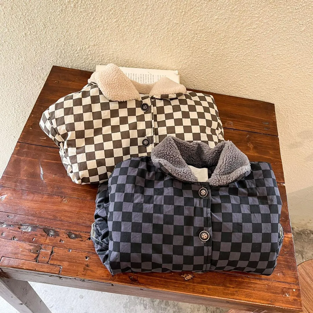 Sebie Checkerboard Collar Coat (Charcoal)