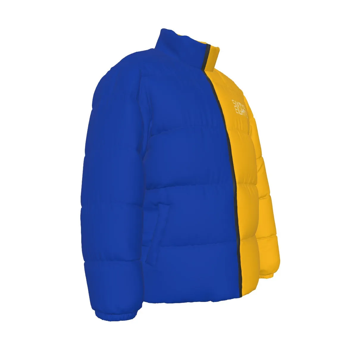 Sixty Eight 93 Logo White Blue & Orange Unisex Puffer Jacket