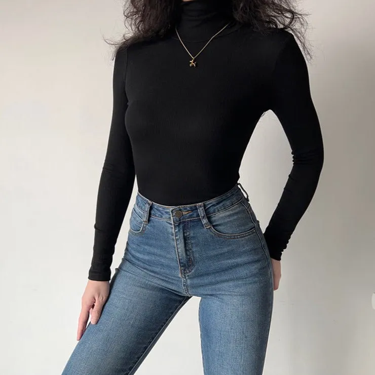 Skinny Turtleneck Solid Bodysuit