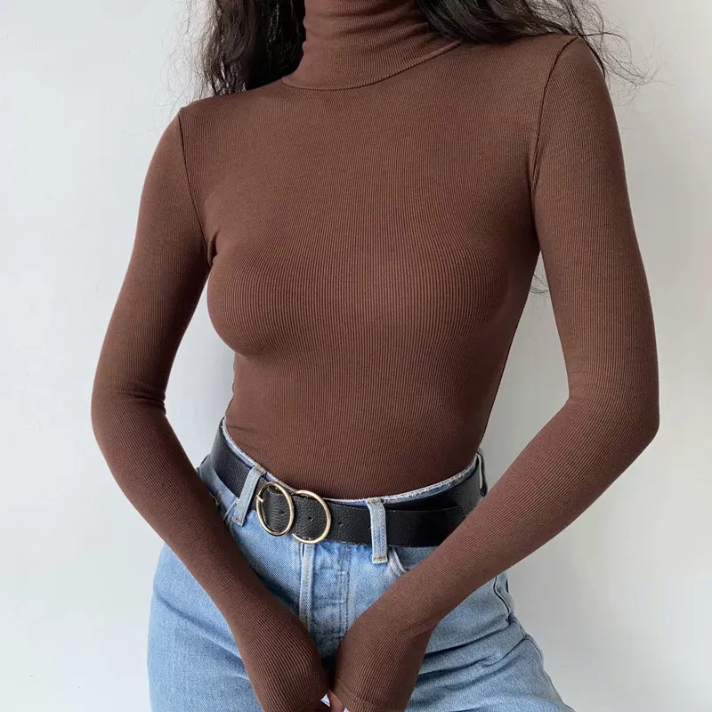 Skinny Turtleneck Solid Bodysuit