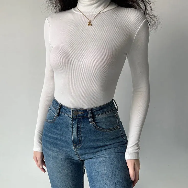 Skinny Turtleneck Solid Bodysuit