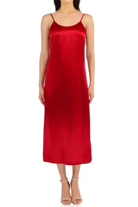 Slip Midi Dress In Red