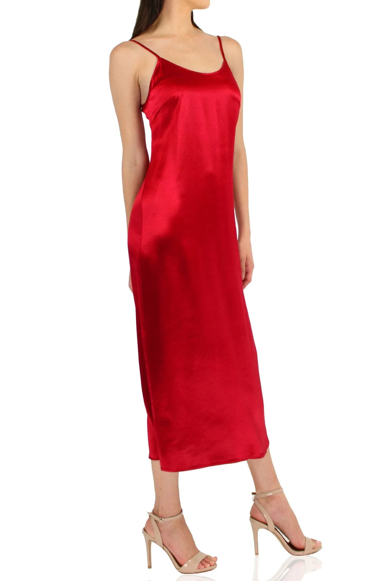 Slip Midi Dress In Red