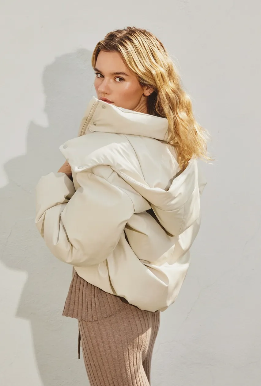 thea pleather puffer coat