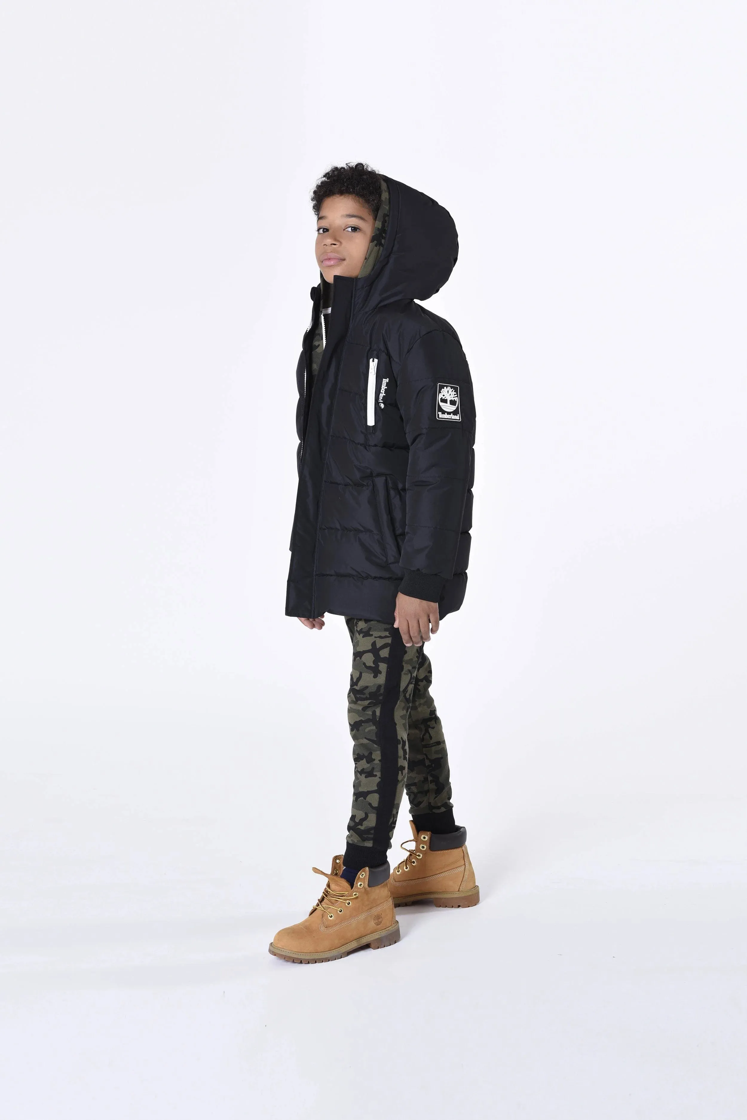 Timberland Kids Boys Long Puffer Jacket in Black - 8Y