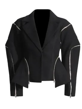 Trend4us Women's Zipper Accent Structured Blazer