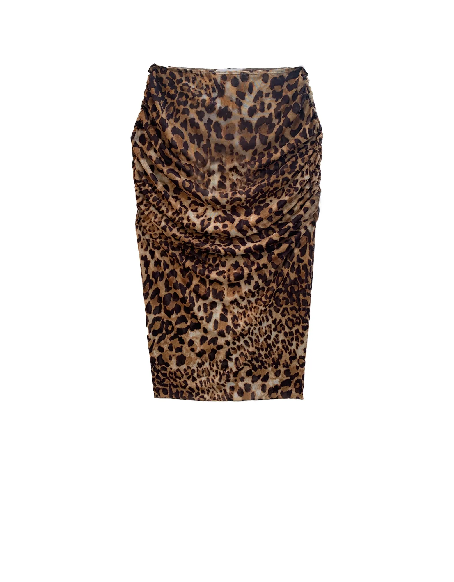 Turtleneck & Ruched Skirt Set- Fierce Leopard