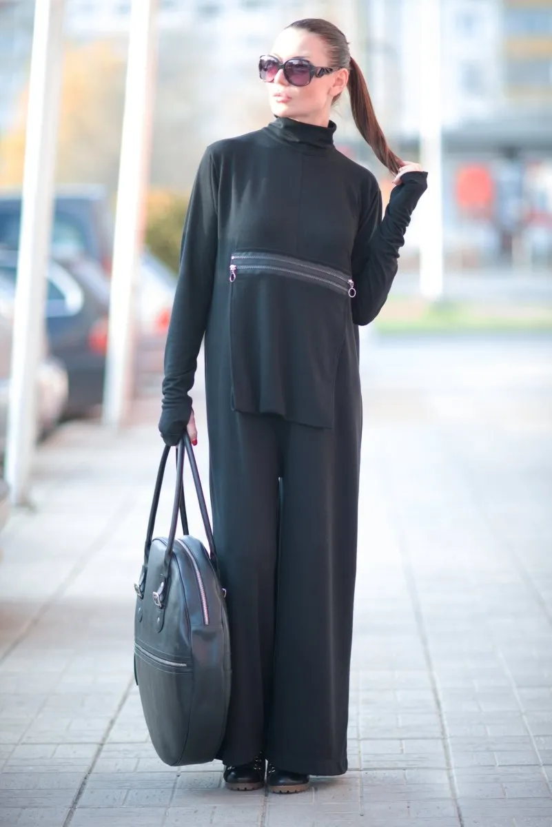 Turtleneck Black Jumpsuit OLIVIA