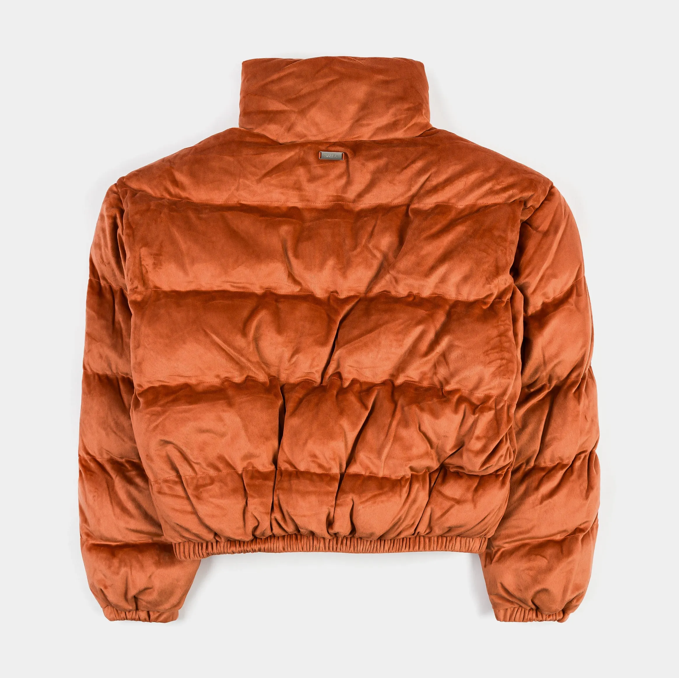 Velour Puffer Womens Jacket (Orange)