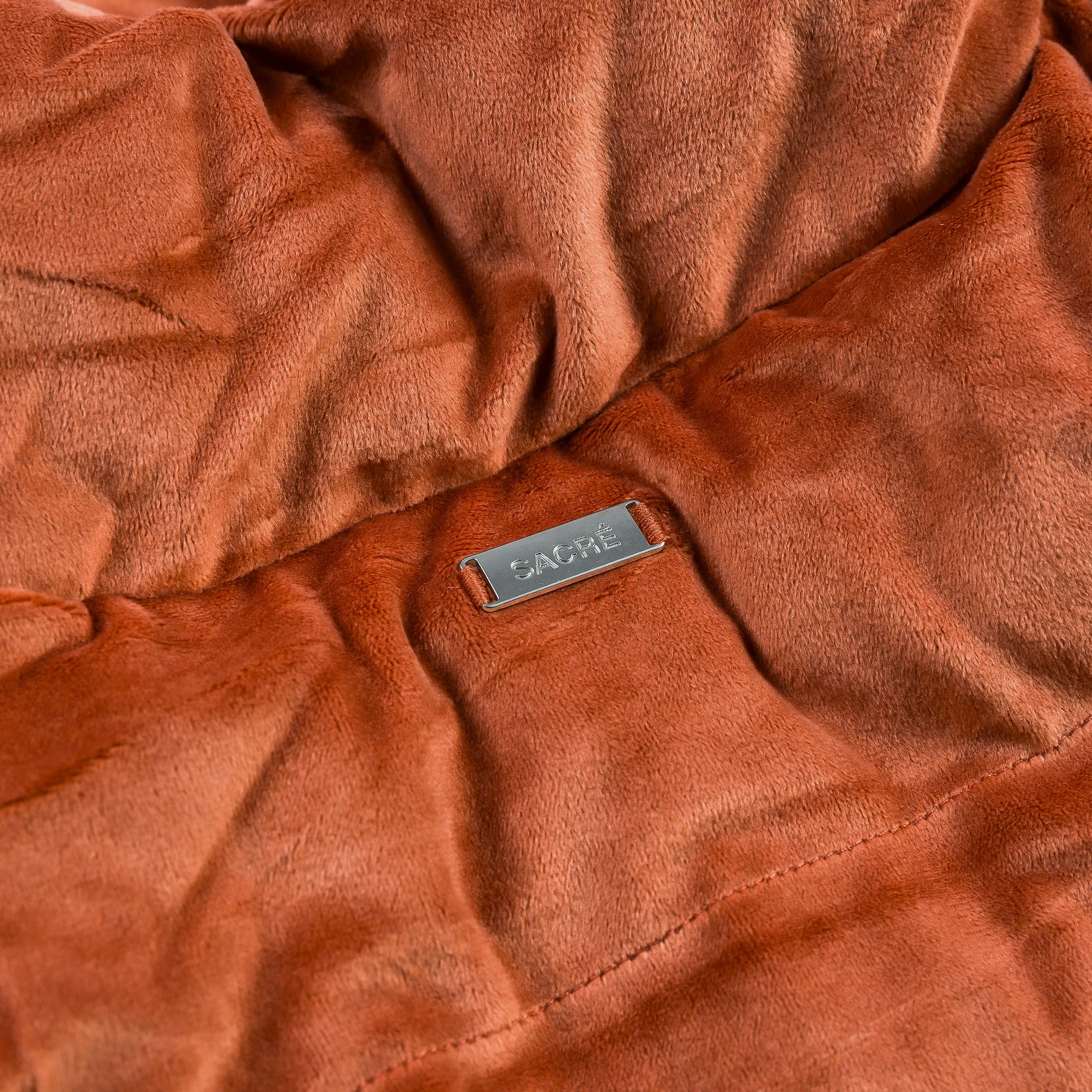 Velour Puffer Womens Jacket (Orange)