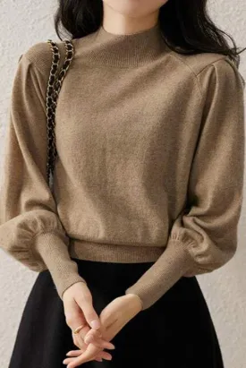 Versatile Solid Turtleneck Knit Top