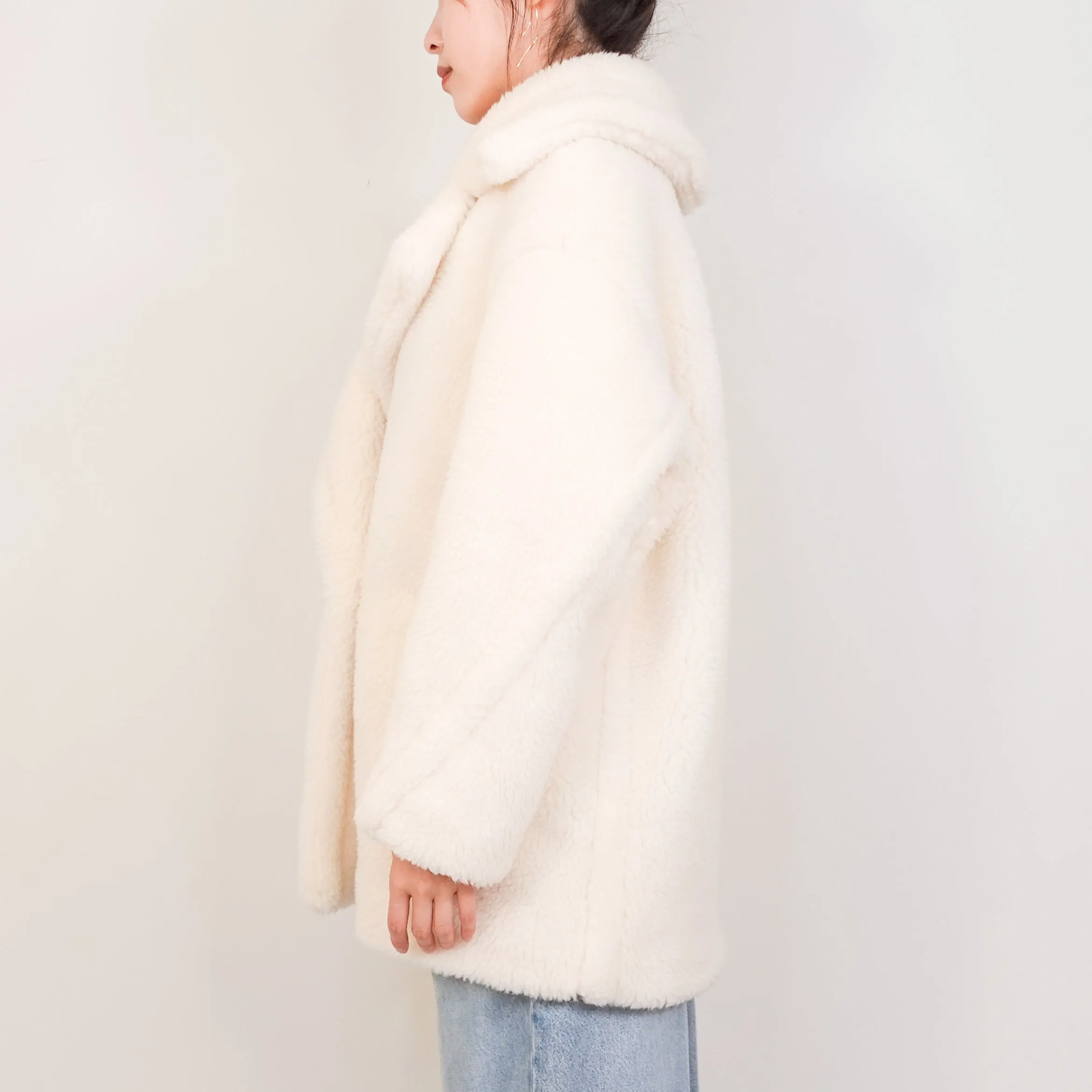 Winter white teddy midi wool coat RRP £2200