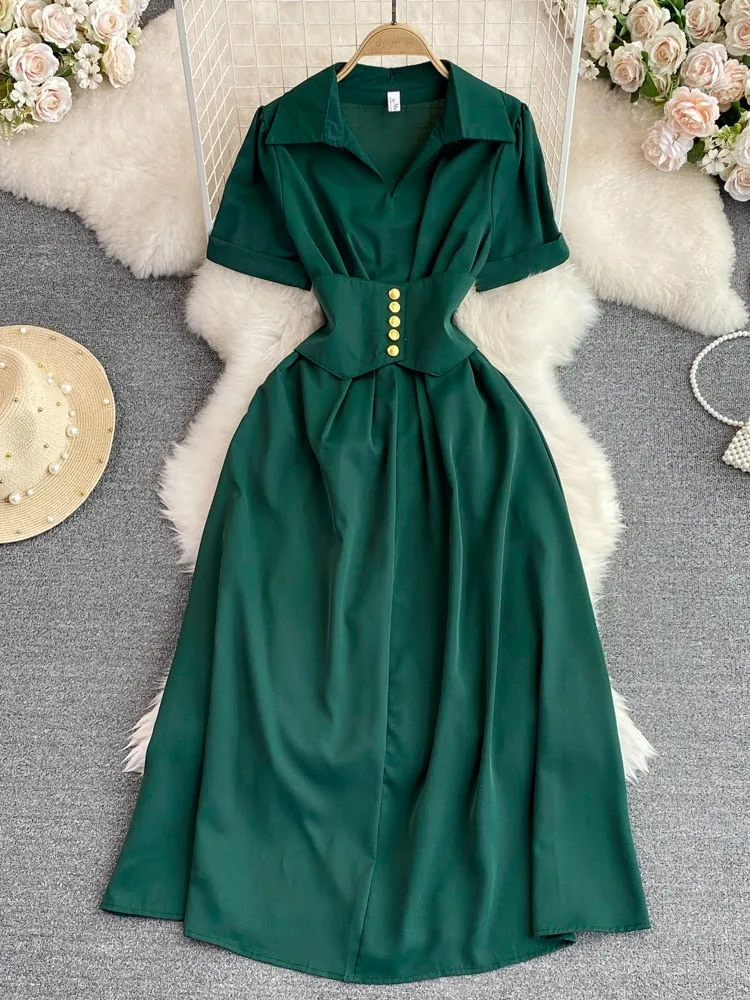 Womens Clothing 2023 Summer New French Luxury Style Temperament Shirt Dress Fashion Short Sleeve Dresses Formal Occasion Dresses