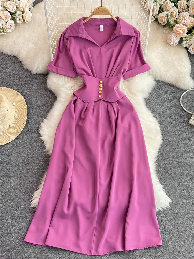 Womens Clothing 2023 Summer New French Luxury Style Temperament Shirt Dress Fashion Short Sleeve Dresses Formal Occasion Dresses