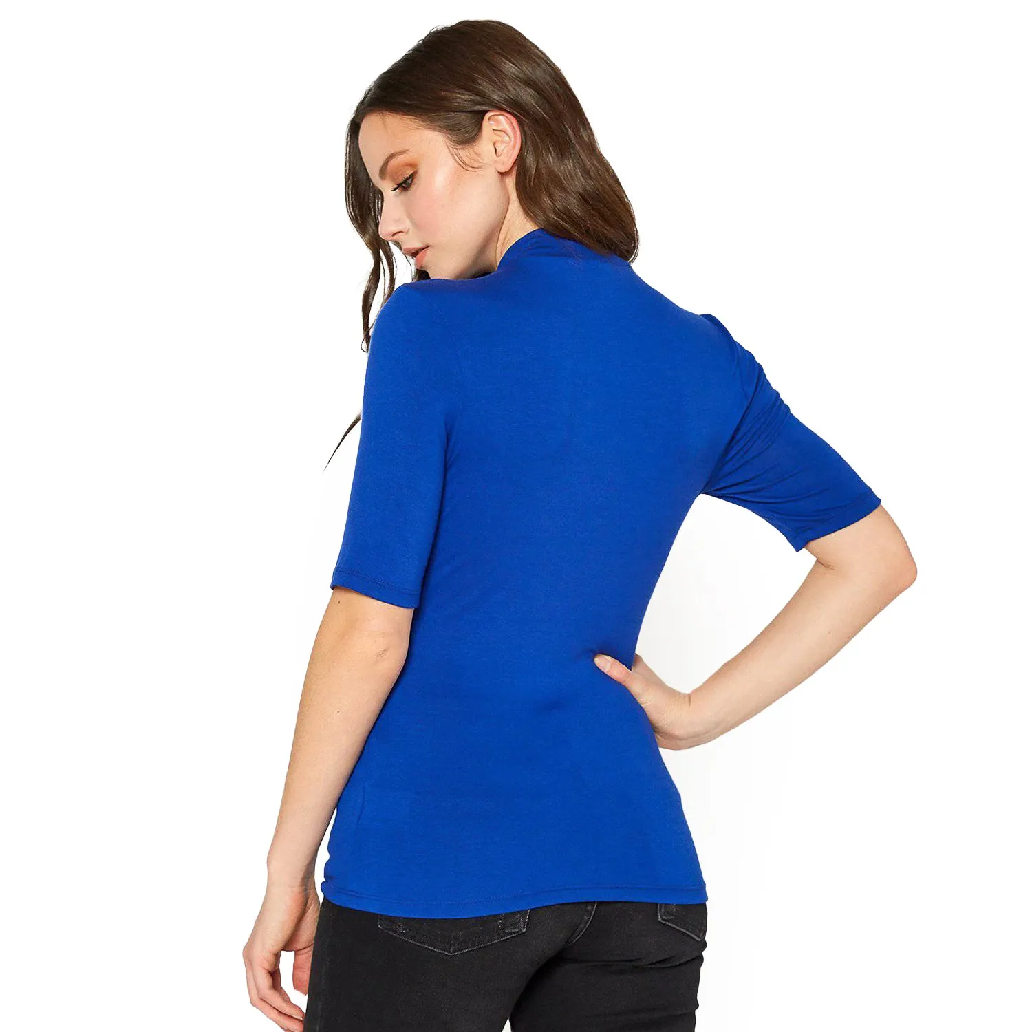 Women's Half Sleeve Turtle Neck Fitted Top