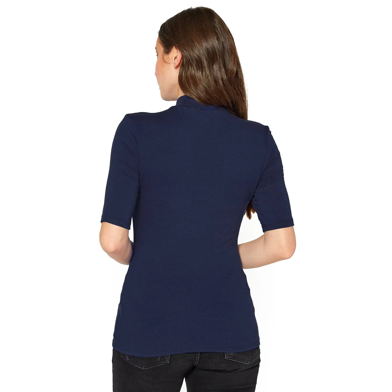 Women's Half Sleeve Turtle Neck Fitted Top