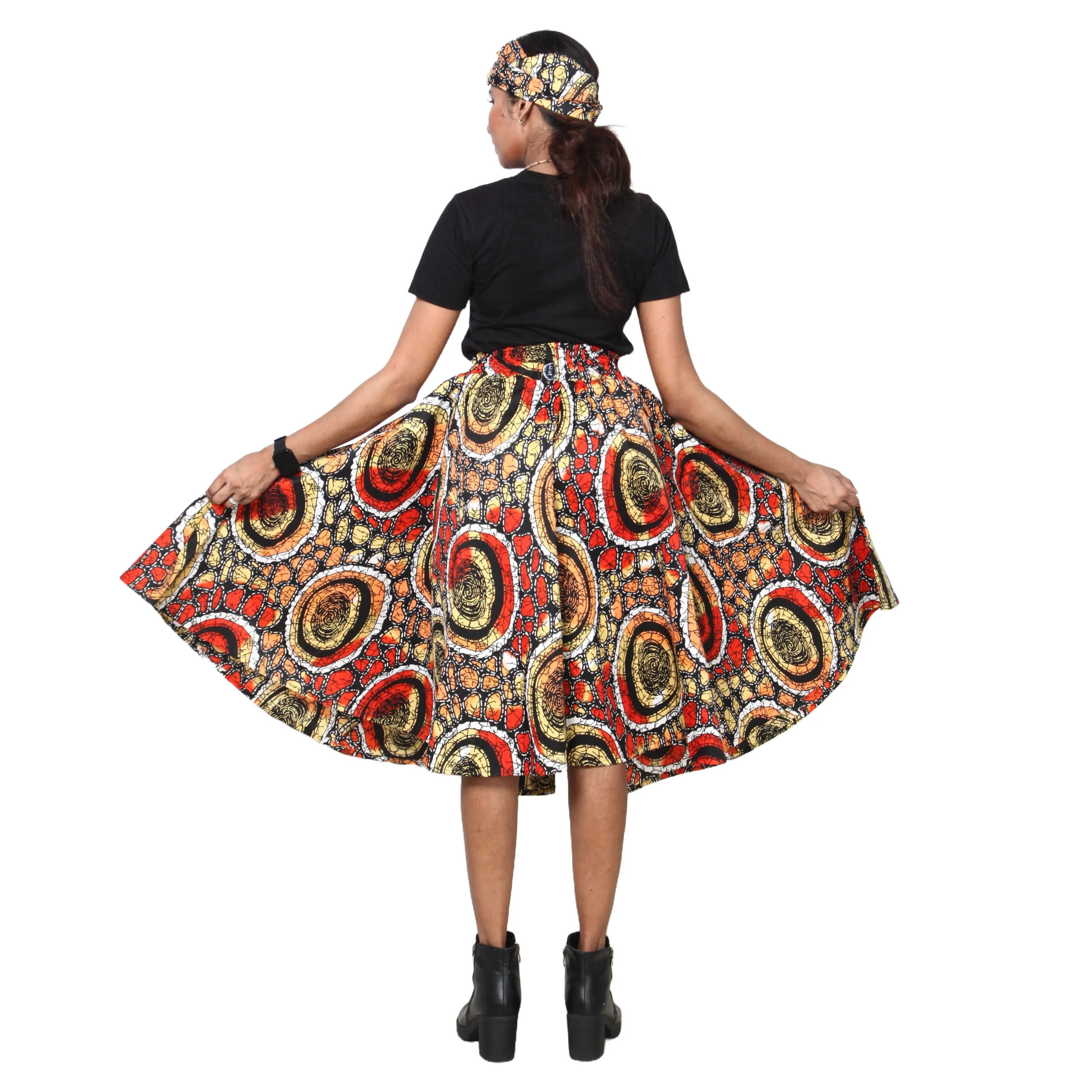 Women's Polycotton Blend Midi Skirt -- FI-R41