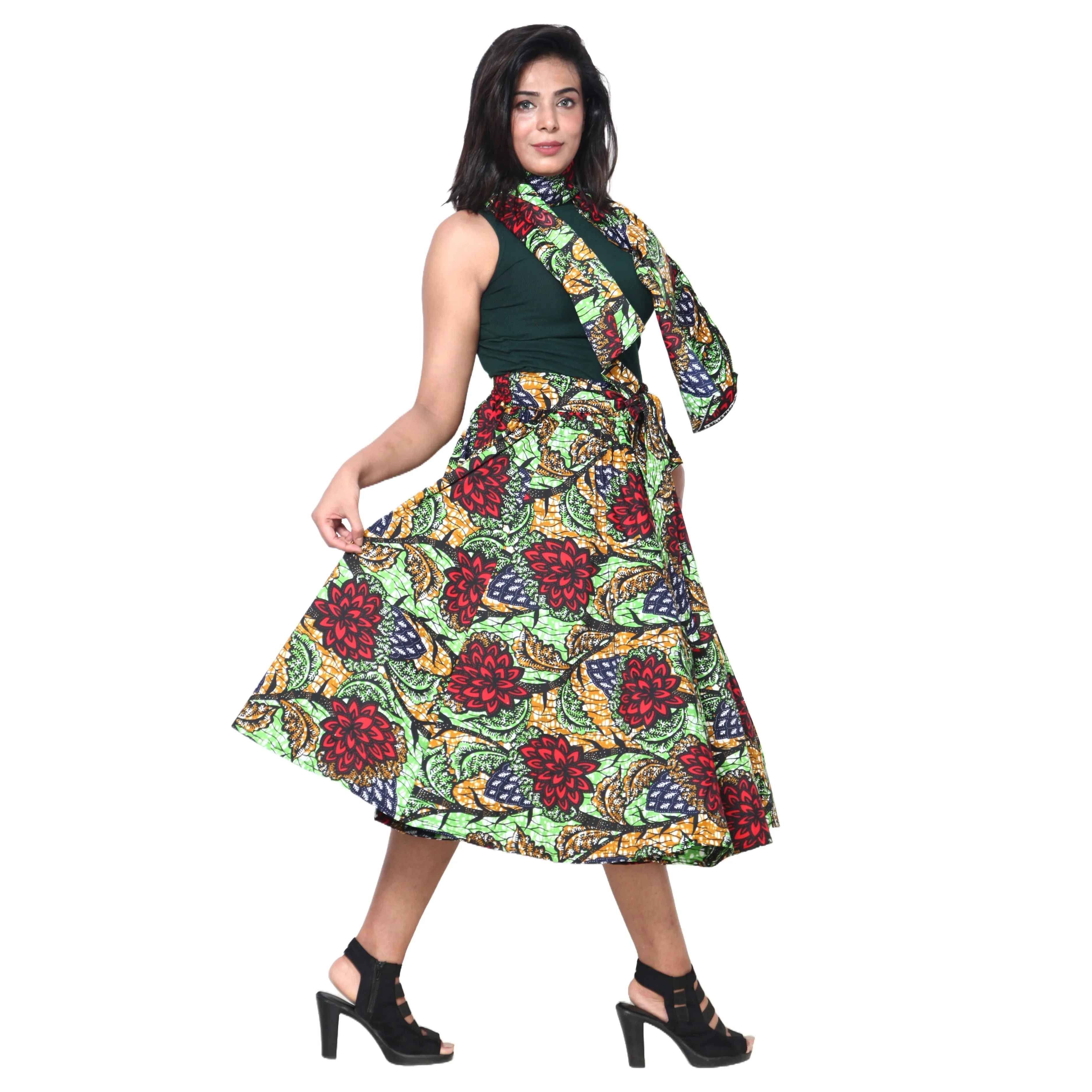 Women's Polycotton Blend Midi Skirt -- FI-R41