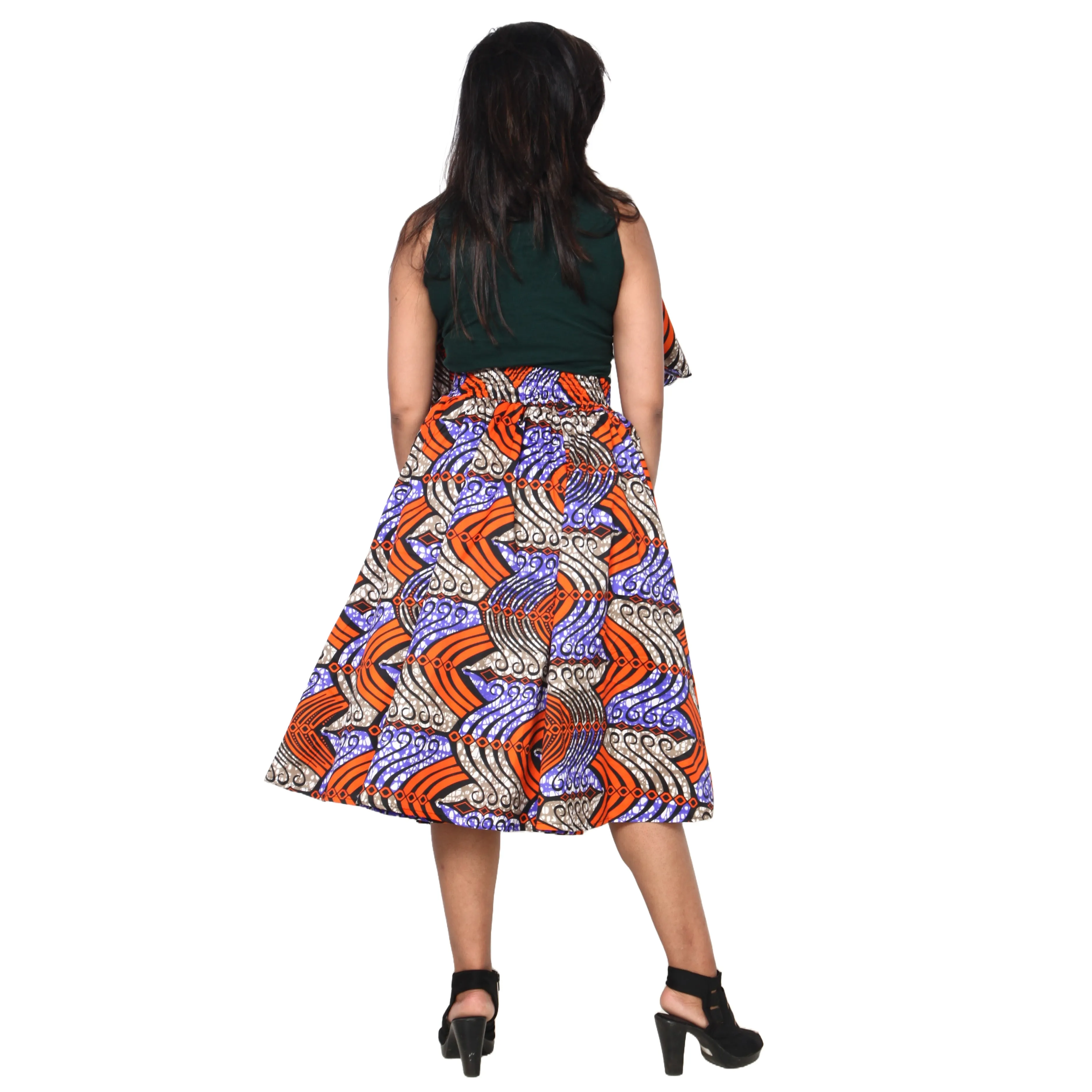 Women's Polycotton Blend Midi Skirt -- FI-R41