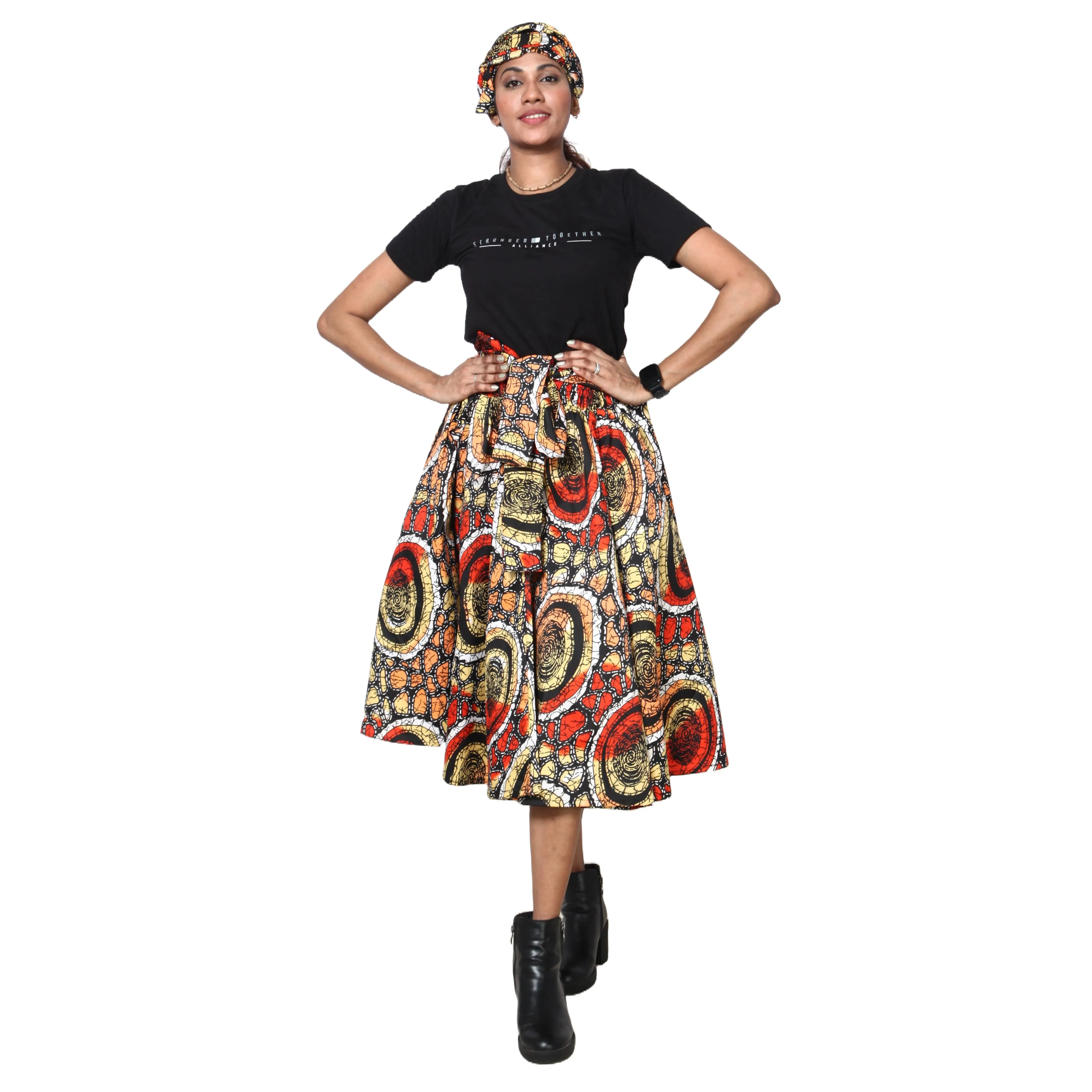 Women's Polycotton Blend Midi Skirt -- FI-R41