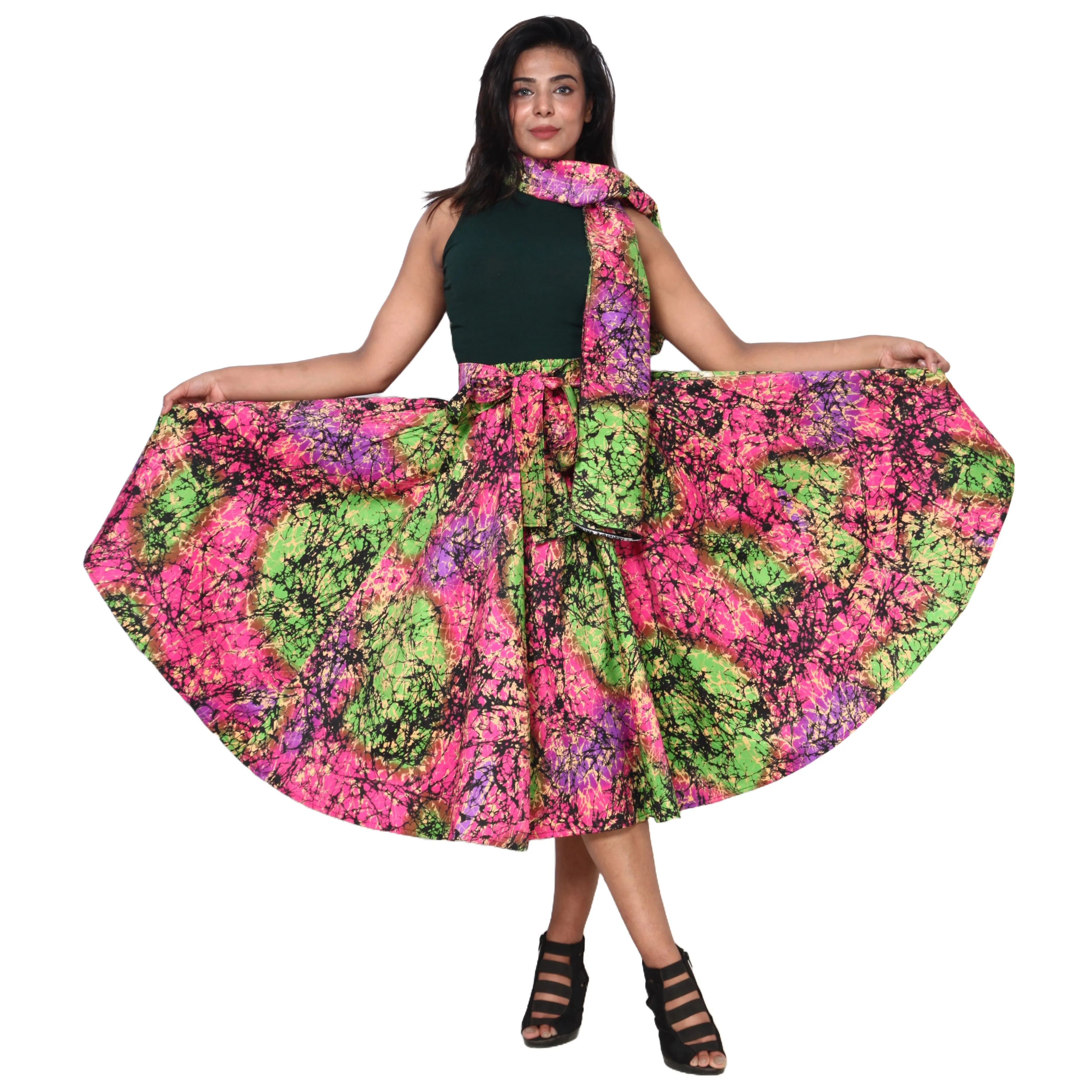 Women's Polycotton Blend Midi Skirt -- FI-R41