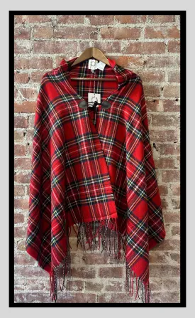 Woven Plaid Poncho