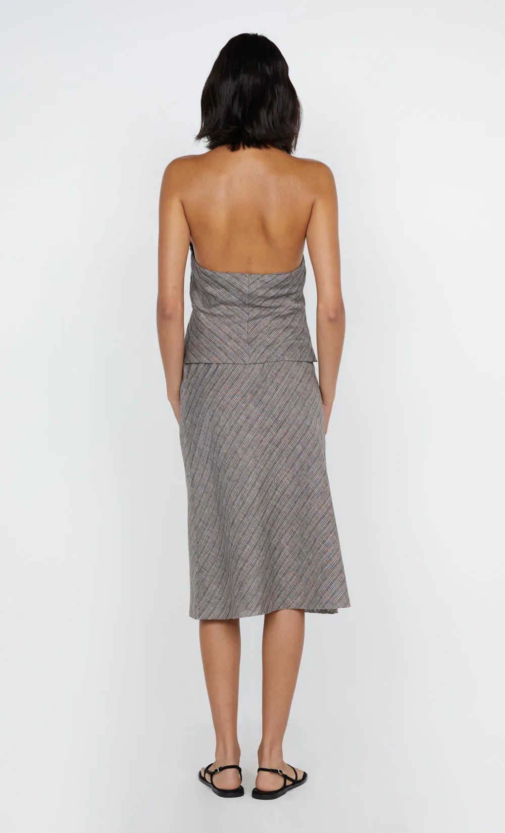 ZURI MIDI SKIRT - TAUPEE/IVORY STRIPE